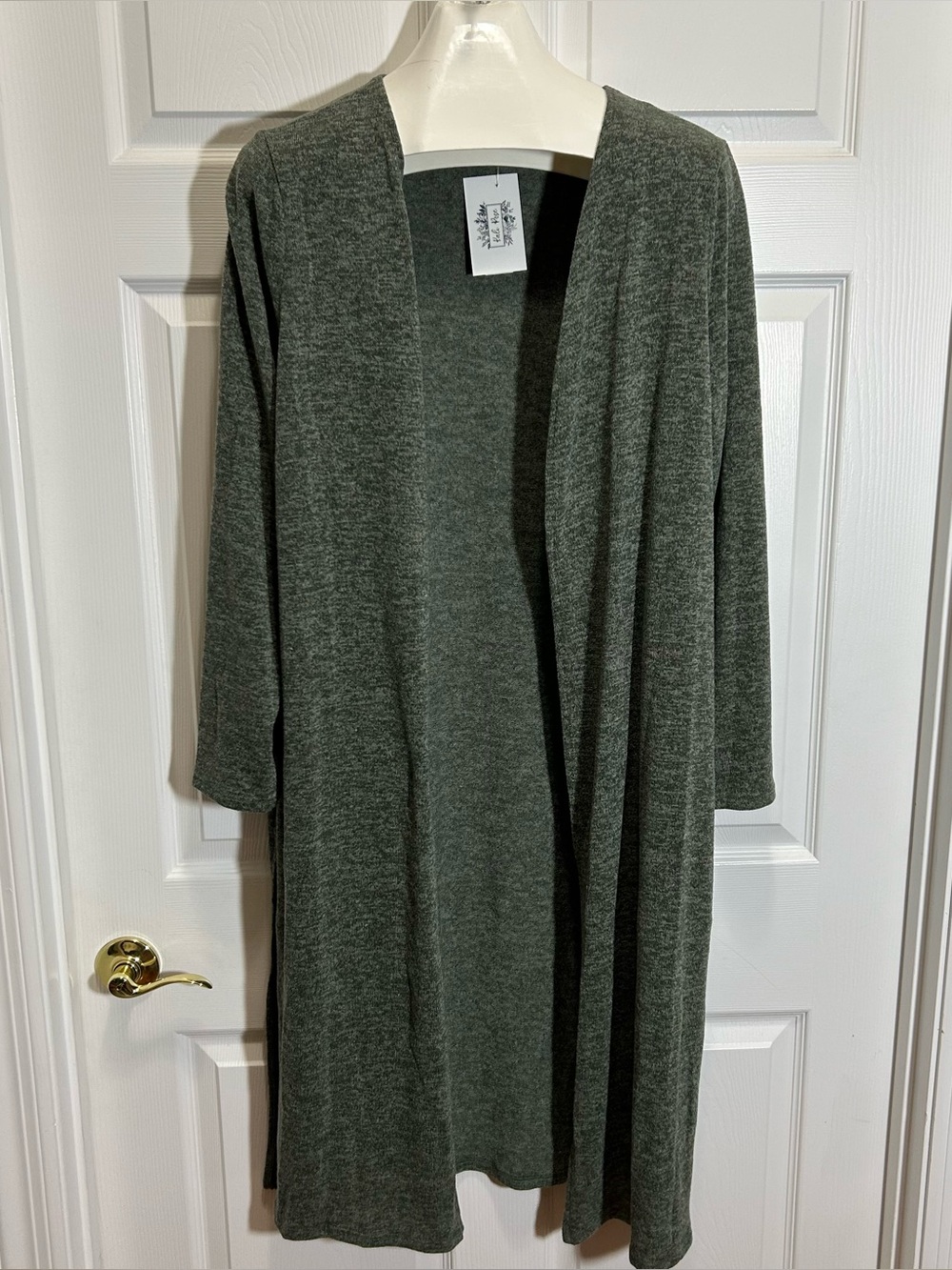 Emerald Heathered Olive Green Knit Duster Cardigan